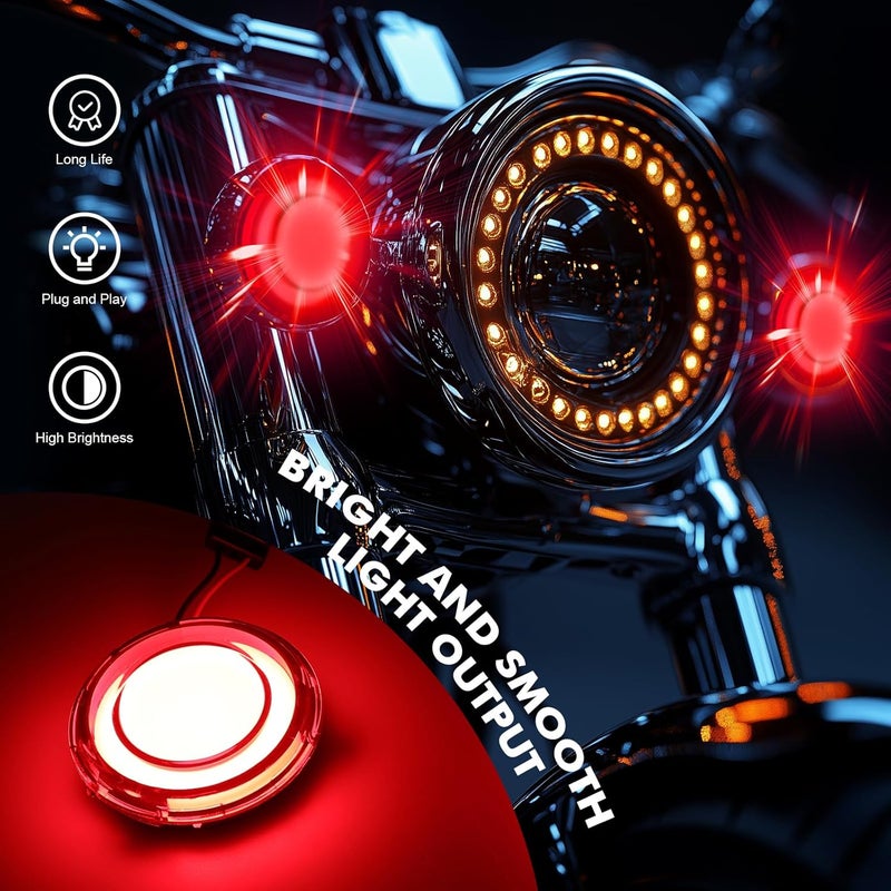 DREAMIZER Motorcycle 1156 Led Turn Signal Lights Front Rear 2 Inch Bullet Smoked Lens Daytime Running Lights Brake Lights Compatible with Harley Softail Touring Dyna Sportster Road King Electra Glide - Image 5